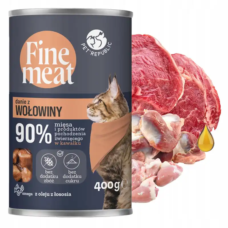 PET REPUBLIC FINE MEAT karma mokra dla kota kawałki w sosie Wołowina 400g Bezzbożowa Tani