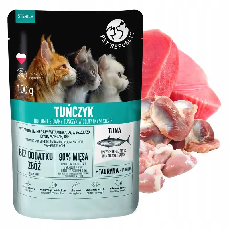 Kup online PET REPUBLIC Sterilised Fileciki karma mokra dla kota Tuńczyk 100g Bezzbożowa