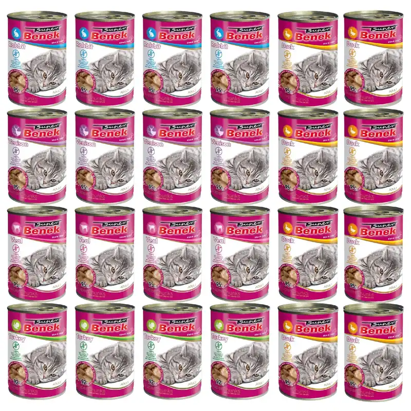 Oferta BENEK Chunks Karma mokra dla kota mix smaków 24 x 415g Bezzbożowa