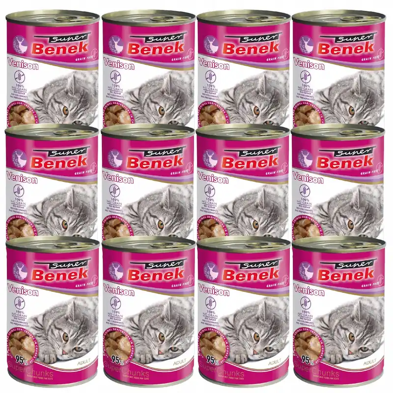 BENEK Chunks Karma mokra dla kota Dziczyzna 12 x 415g Bezzbożowa Okazja