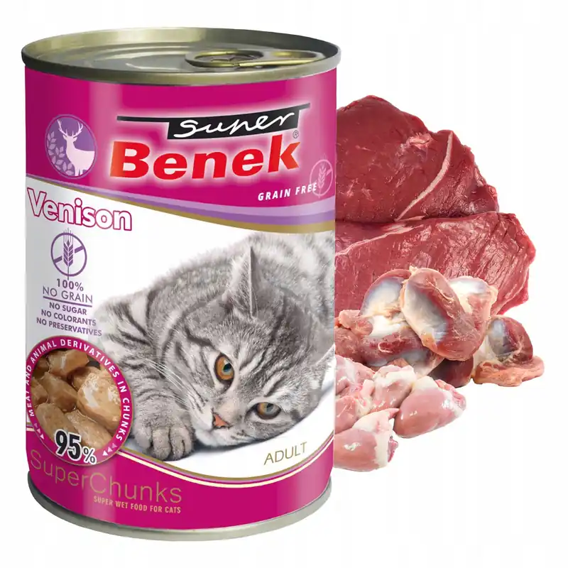 BENEK Chunks Karma mokra dla kota Dziczyzna 415g Bezzbożowa Ostatnie sztuki