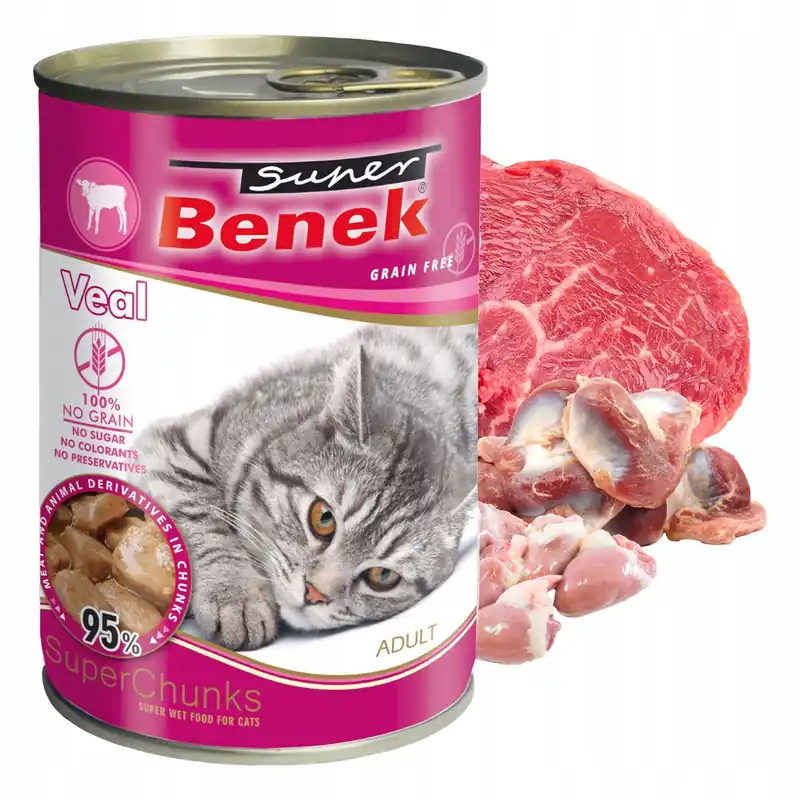 BENEK Chunks Karma mokra dla kota Cielęcina 415g Bezzbożowa Niska cena