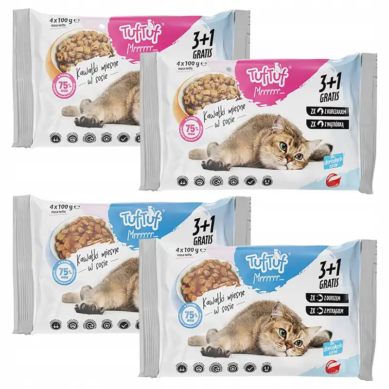 TUF TUF Karma mokra dla kota mix smaków 16 x 100g Okazja