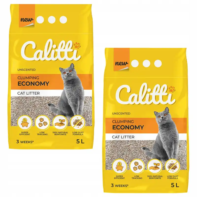 Nowy Żwirek bentonitowy dla kota Calitti Economy 2 x 5l