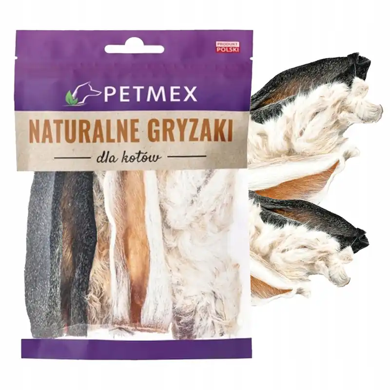 Ostatnia szansa PETMEX Ucho królika z futrem naturalny przysmak dla kota 4szt 25g