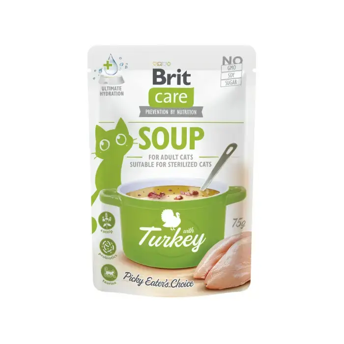Brit Care Cat Soup with Turkey - mokra karma dla kotów dorosłych, saszetka 75g Tani