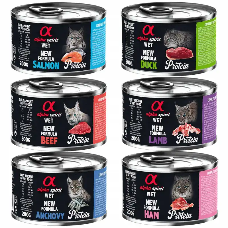 Ostatnie sztuki ALPHA SPIRIT MONO Protein Karma mokra dla kota mix 6 x 200g