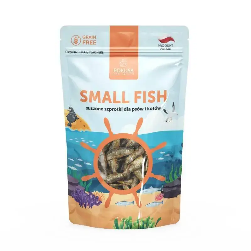 POKUSA Small Fish Snacks suszone szprotki dla psów i kotów, 40g Szybka wysyłka