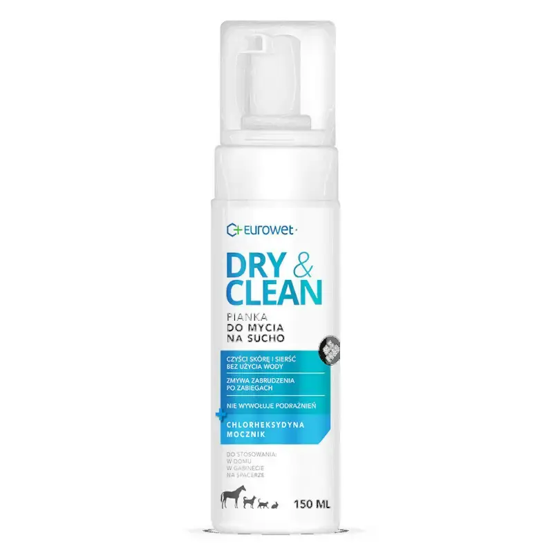 Dostępne od ręki EUROWET Dry&Clean - Pianka do mycia na sucho dla psów i kotów, 150ml