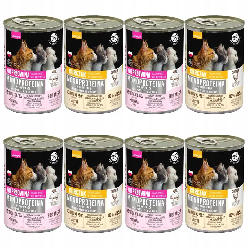 Bestseller PET REPUBLIC Mono Protein Mix Smaków karma dla kota mokra 8 x 400g