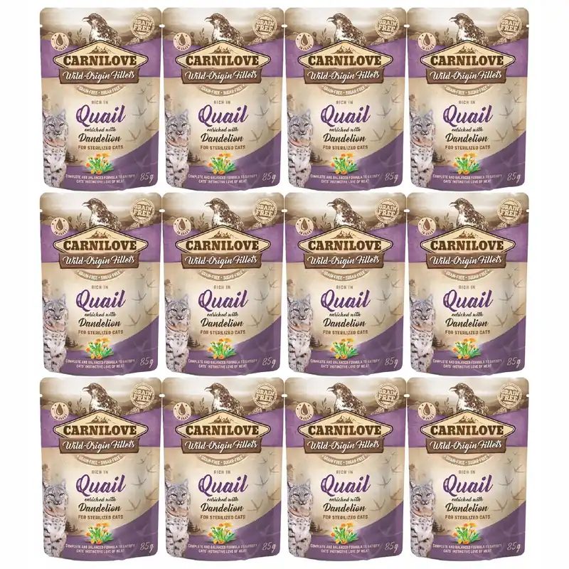 Tani CARNILOVE CAT POUCH STERILIZED Przepiórka mokra karma dla kota 12 x 85g