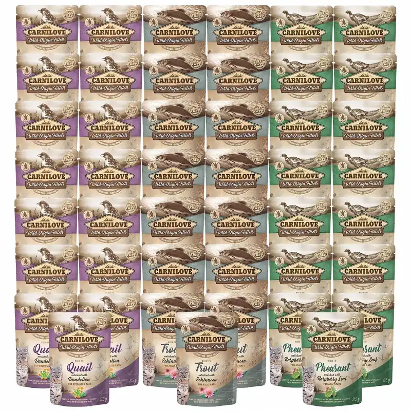 CARNILOVE CAT POUCH Mix smaków karma mokra dla kota 45 x 85g bez zbóż Wysoka jakość