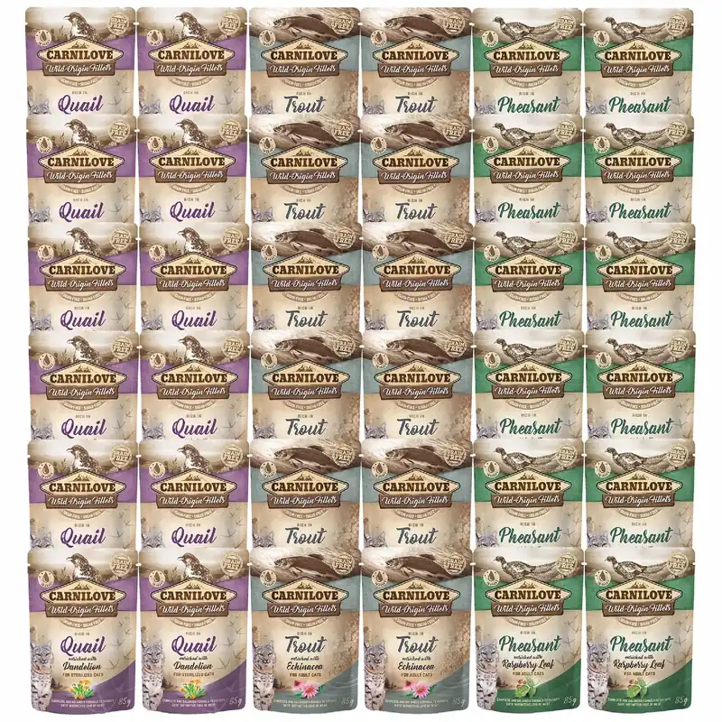 Szybka dostawa CARNILOVE CAT POUCH Mix smaków karma mokra dla kota 36 x 85g bez zbóż