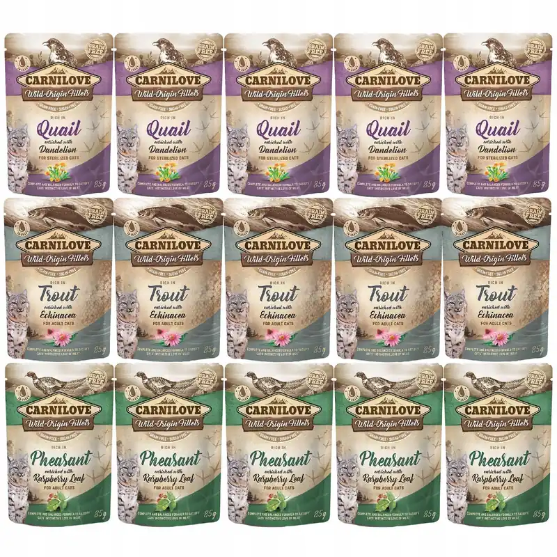 Super okazja CARNILOVE CAT POUCH Mix smaków karma mokra dla kota 15 x 85g bez zbóż