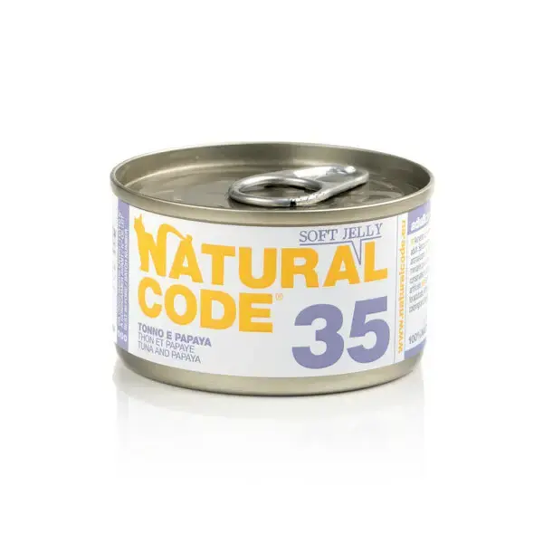 NATURAL CODE 35 tuńczyk, papaja w delikatnej galaretce - mokra karma dla kota, puszka 85g Cena promocyjna