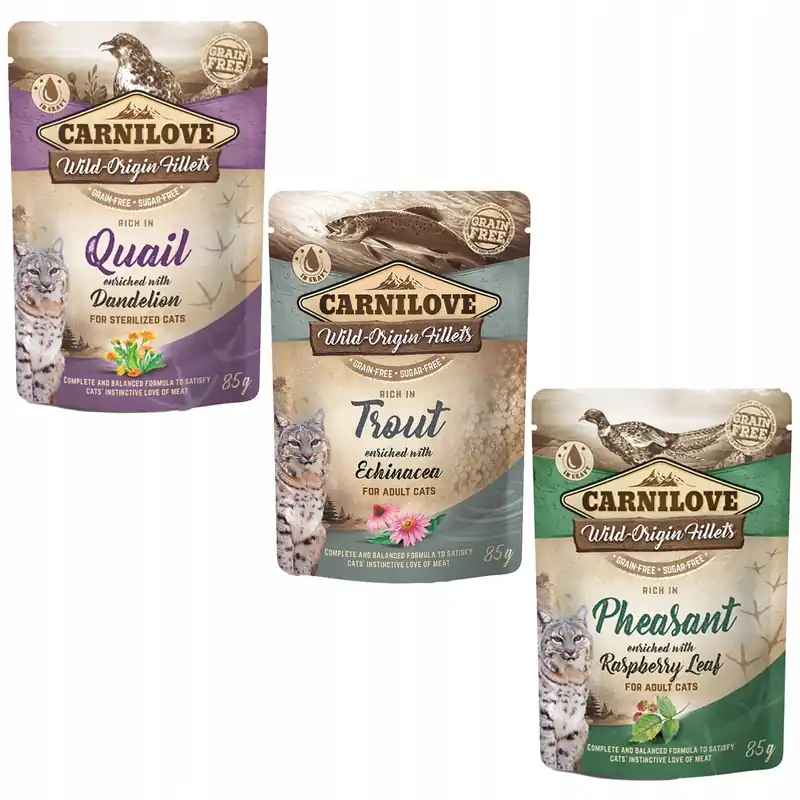 Zamów dziś CARNILOVE CAT POUCH Mix smaków karma mokra dla kota 3 x 85g bez zbóż zdrowa