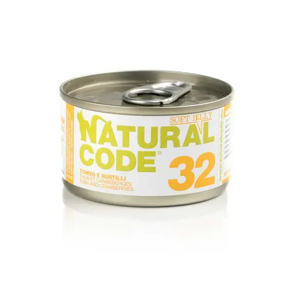 NATURAL CODE 32 tuńczyk i żurawina w galaretce - mokra karma dla kota, puszka 85g Wybór klientów