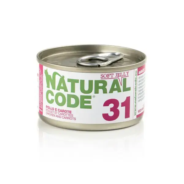 NATURAL CODE 31 kurczak i marchewka w galaretce - mokra karma dla kota, puszka 85g Szybka wysyłka