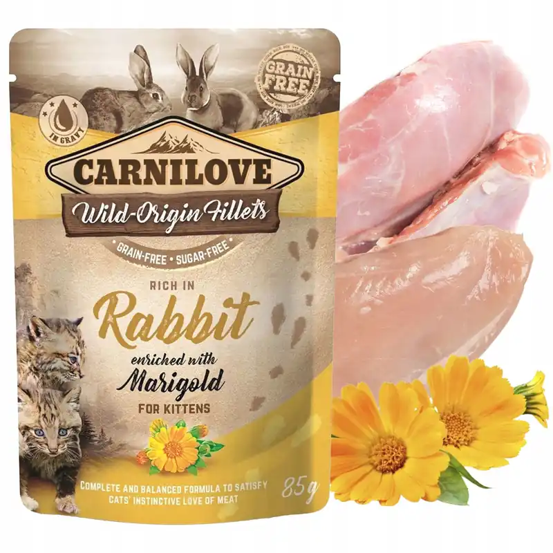 Taniej CARNILOVE CAT POUCH Królik z Nagietkiem karma mokra dla kociąt 85g bez zbóż
