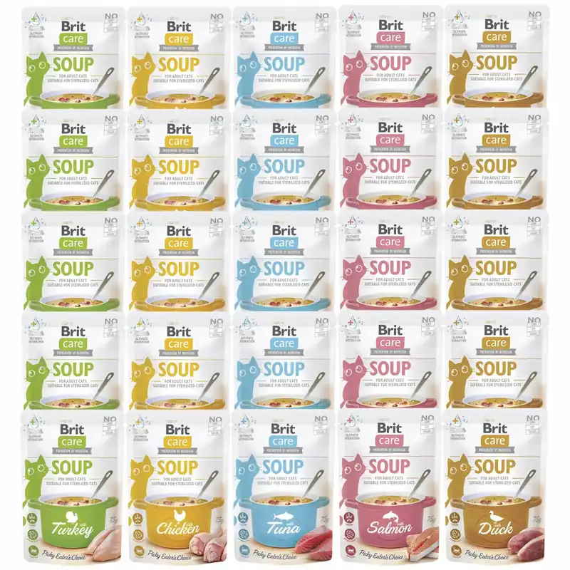 Brit Care Soup 25 x 75g mix mokra karma dla kota Bezpieczne zakupy