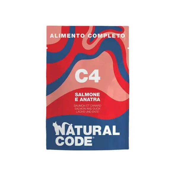 Tani NATURAL CODE C4 Łosoś i kaczka - Kompletna karma dla kotów, saszetka 70g