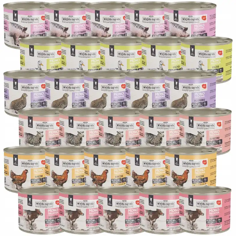 Cena promocyjna WIEJSKA ZAGRODA MONO Karma kota MIX Smaków 30 x 200g