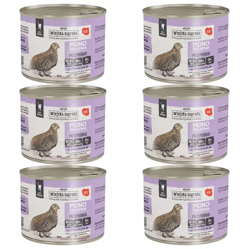 Kup teraz WIEJSKA ZAGRODA MONO Karma mokra dla kota 6 x 200g Przepiórka