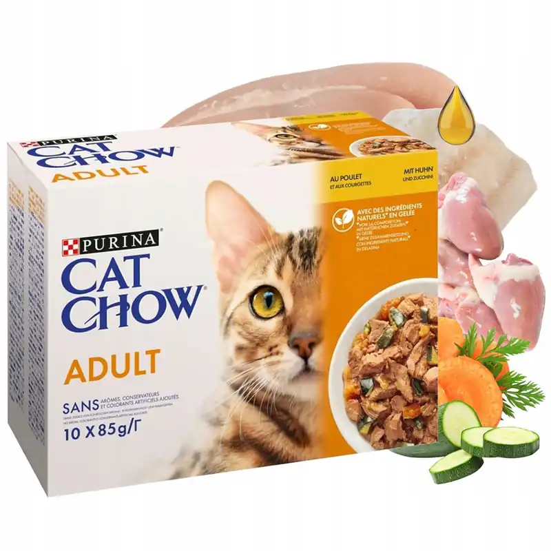 Purina Cat Chow Adult mokra karma dla kota Kurczak z Fasolką 10 x 85g Oferta czasowa