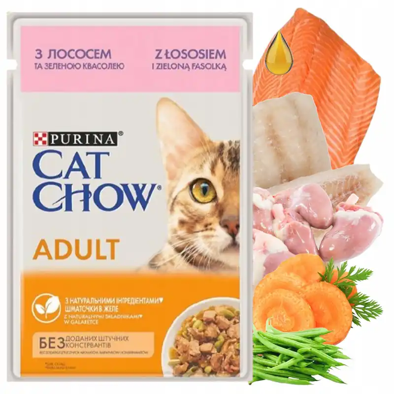 Purina Cat Chow mokra karma dla kota w galaretce Łosoś z Fasolką 85g Wysoka jakość