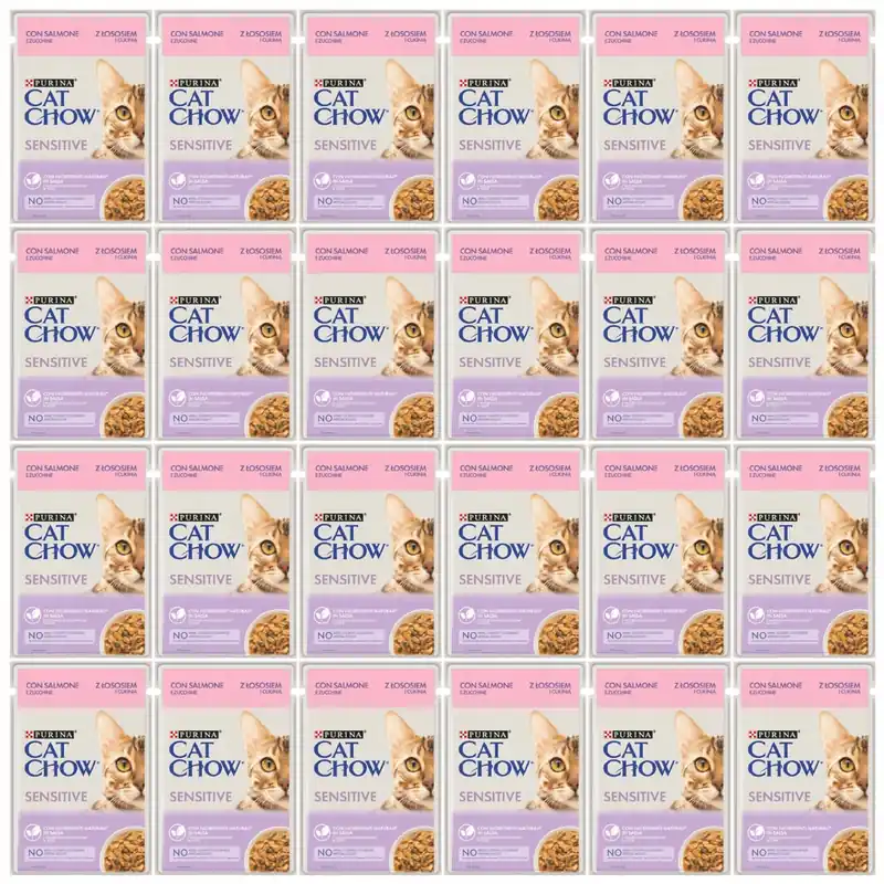 Purina Cat Chow Sensitive mokra karma dla kota w sosie Łosoś z Cukinią 24 x 85g Ograniczona ilość