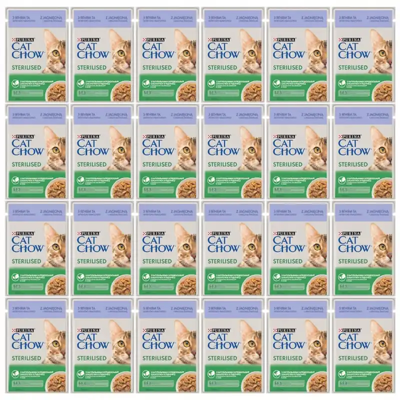 Purina Cat Chow Sterilised mokra karma kota w sosie Jagnięcina z Fasolką 24 x 85g Wyjątkowa oferta