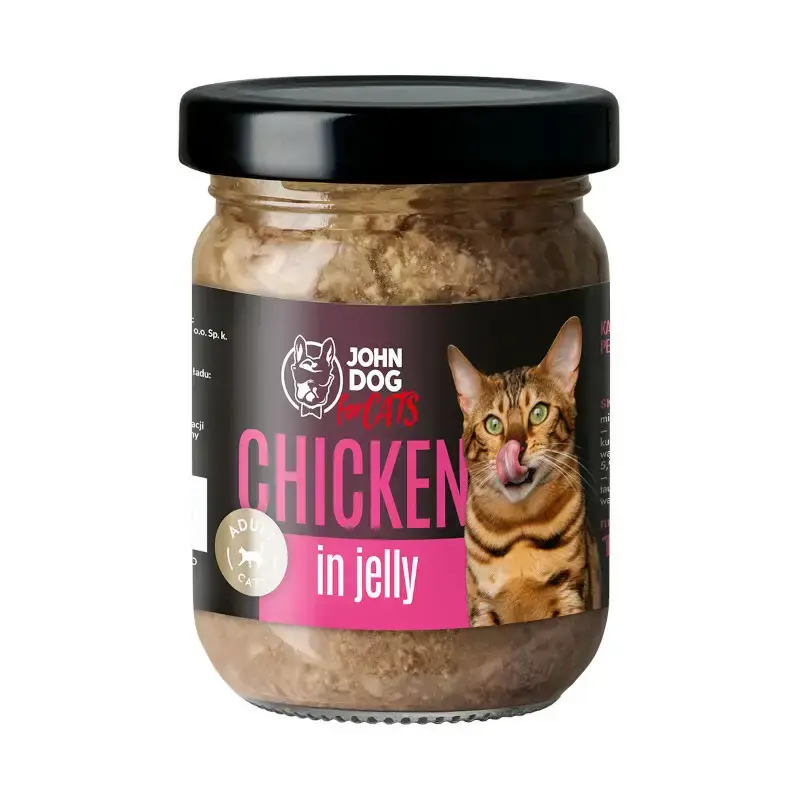JOHN DOG For Cats Kurczak w galaretce - Mokra karma dla kotów w słoiku, 100g Darmowy zwrot