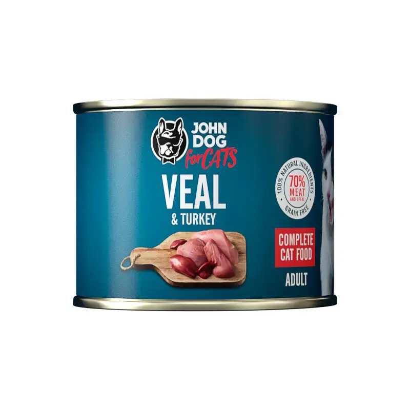 JOHN DOG Premium Jane Cat Cielęcina i indyk - Mokra karma dla kotów dorosłych w puszce Nowy