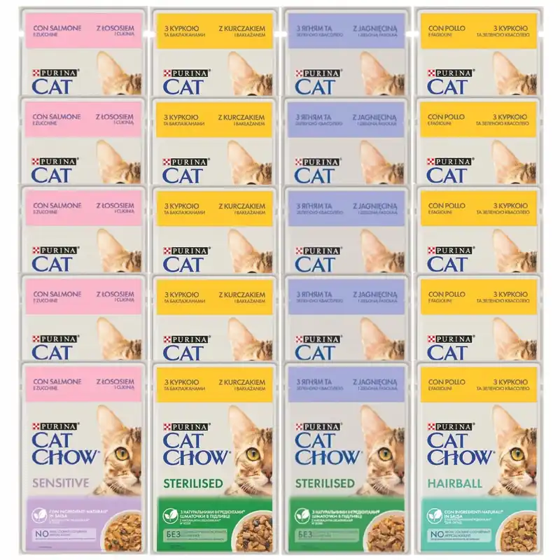 Łatwy zwrot Purina Cat Chow mokra karma dla kota w sosie Mix Smaków 20 x 85g