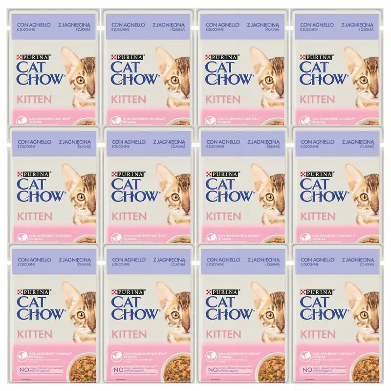 Purina Cat Chow Kitten mokra karma dla kociąt smak Jagnięcina z Cukinią 12 x 85g Premium