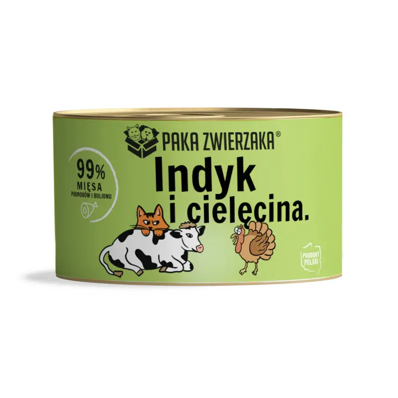 Paka Zwierzaka Indyk z cielęciną - Mokra karma dla kota, puszka 200g Tani