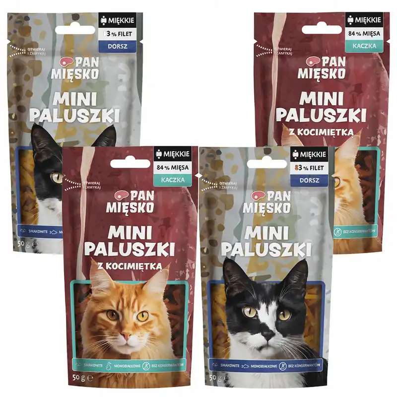 PAN MIĘSKO Mini Paluszki Naturalny przysmak dla kota Mix smaków 4 x 50g Oferta limitowana