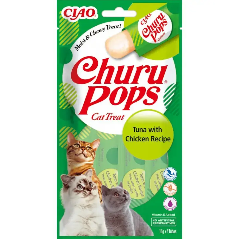 CHURU Pops Tuna and Chicken - Przysmak dla kota w formie soczystej galaretki, 4x15g Bezpieczne zakupy