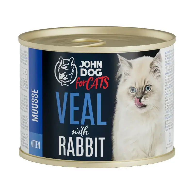 JOHN DOG For Cats Mus Cielęcina i królik - Mokra karma dla kociąt w puszce Promocja