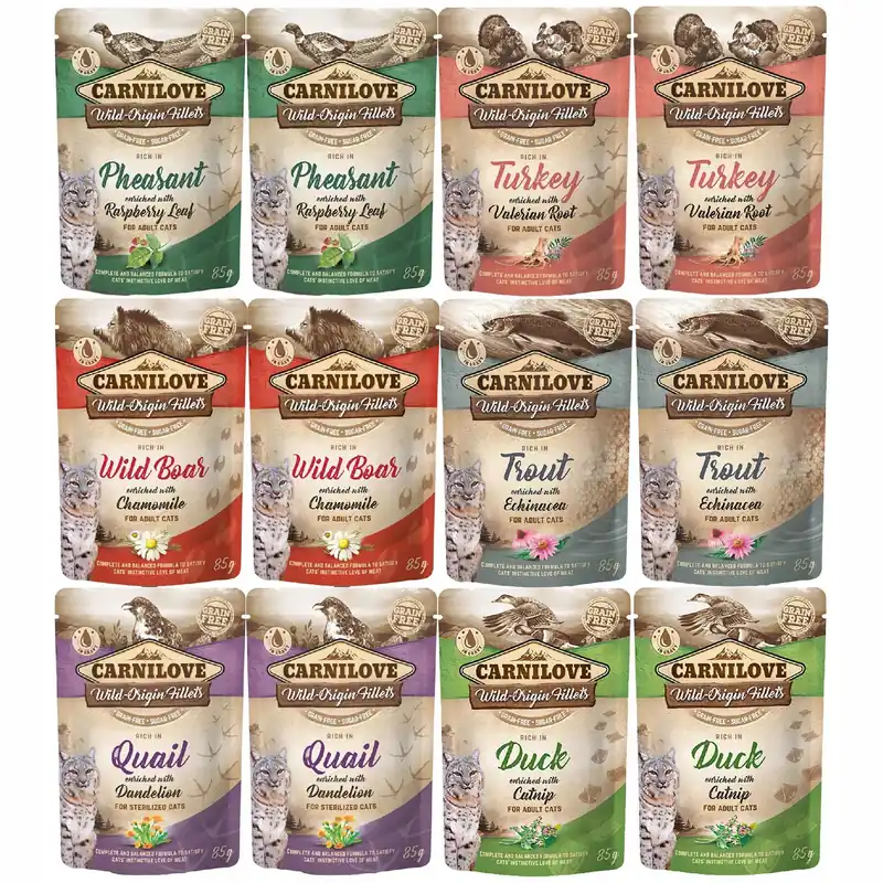 Hit cenowy CARNILOVE CAT POUCH Mix smaków mokra karma dla kota 12 x 85g bezzbożowa