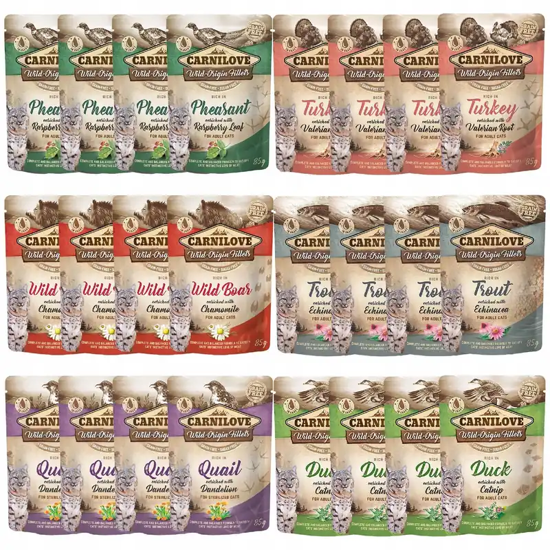 Nie przegap CARNILOVE CAT POUCH Mix smaków mokra karma dla kota 24 x 85g bezzbożowa