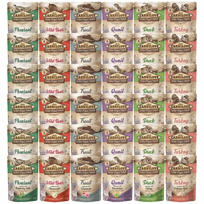 CARNILOVE CAT POUCH Mix smaków mokra karma dla kota 36 x 85g bezzbożowa Premium