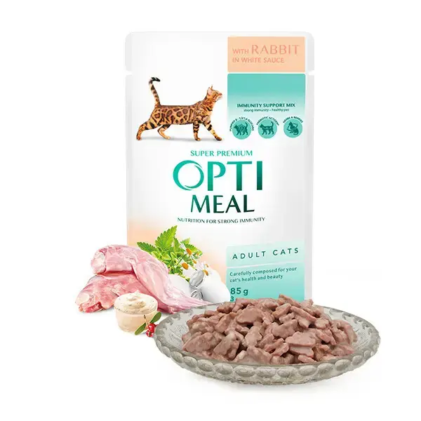 OPTI MEAL królik w białym sosie - mokra karma dla kota, saszetka 85g Wyjątkowa oferta