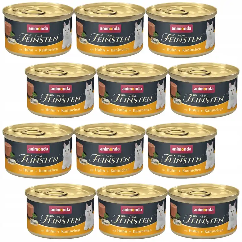 Animonda Vom Feinsten Mousse mokra karma dla kota 12 x 85g kurczak królik Tani