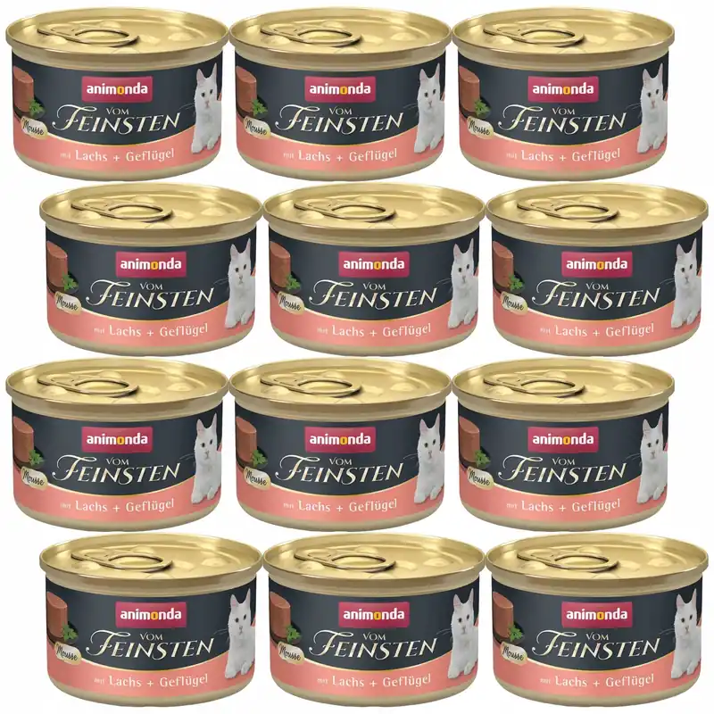 Ograniczona ilość Animonda Vom Feinsten Mousse mokra karma dla kota 12 x 85g łosoś drób