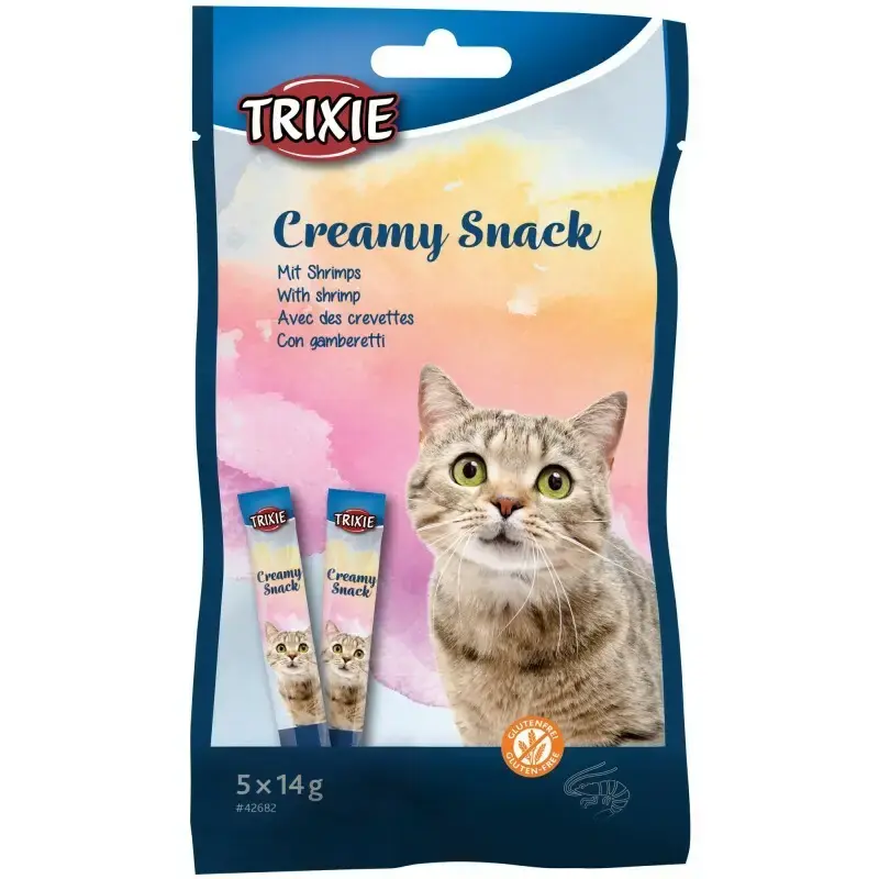 Dostępne od ręki TRIXIE Creamy snack tuńczyk i krewetki - płynny przysmak dla kota, 5 x 14g