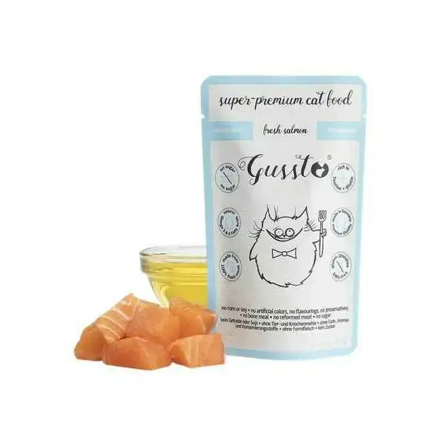 Sprawdź teraz GUSSTO CAT FRESH SALMON - Mokra karma dla kota ze świeżym łososiem, saszetka 85g