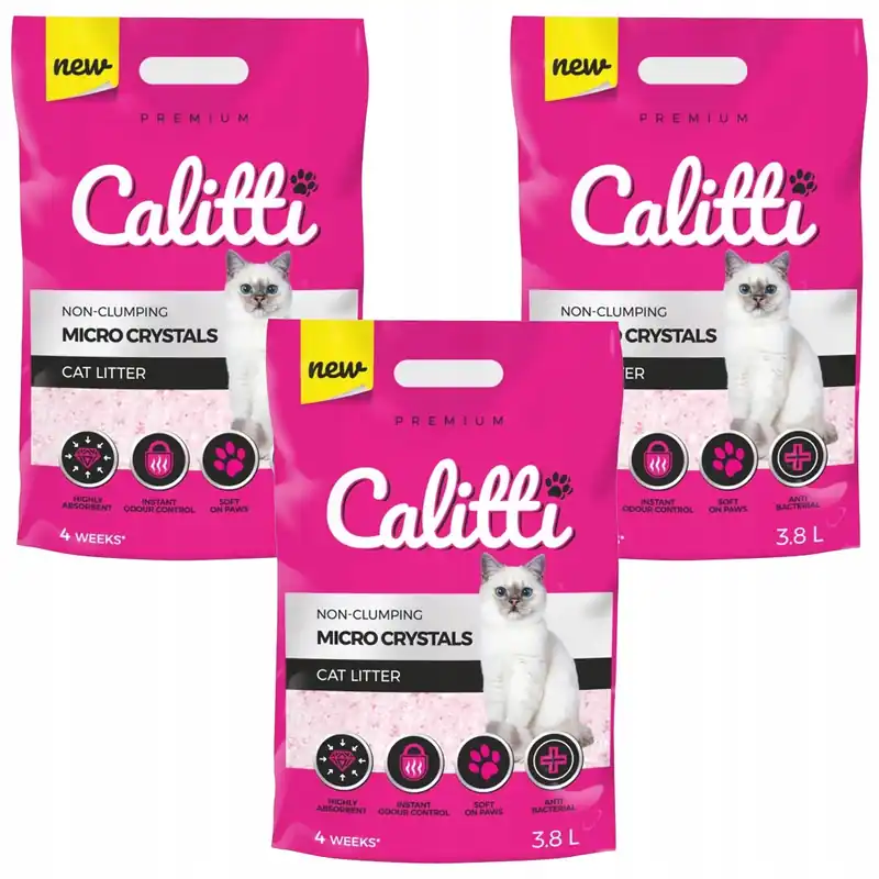 CALITTI Micro Crystal Żwirek Silikonowy drobny do kuwety dla kota 3 x 3,8L Wyprzedaż