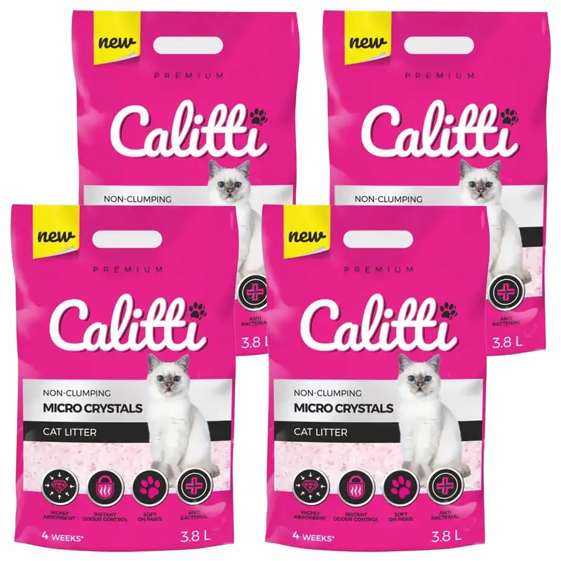 Zniżka CALITTI Micro Crystals Żwirek Silikonowy drobny do kuwety dla kota 4 x 3,8L