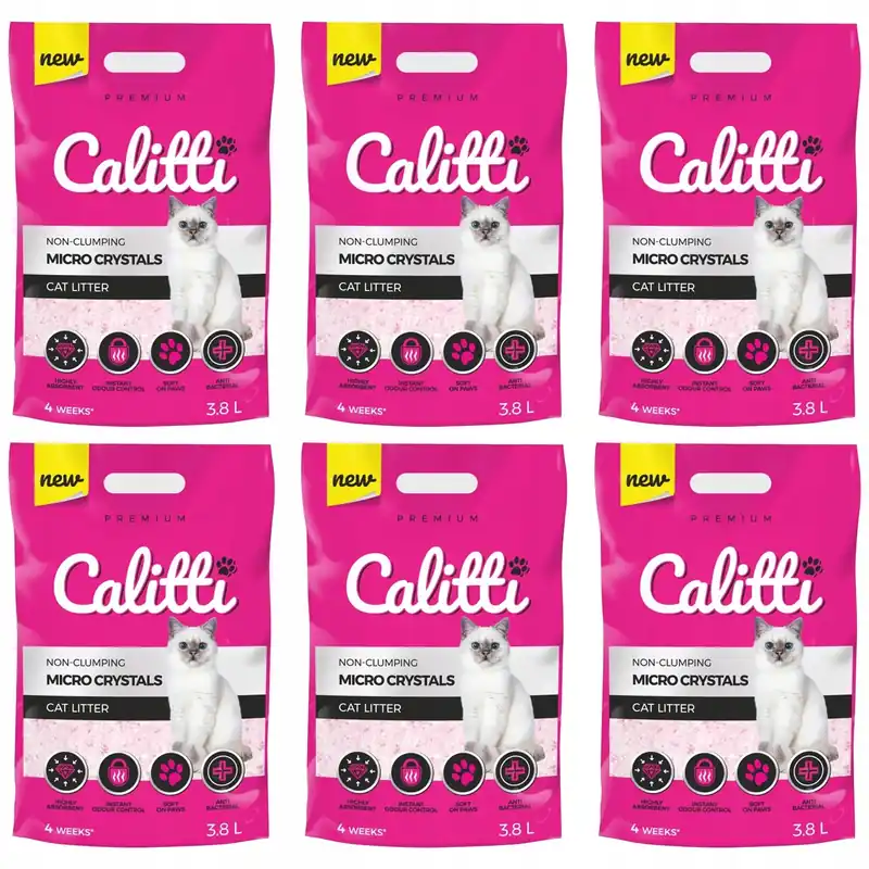 CALITTI Micro Crystals Żwirek Silikonowy drobny do kuwety dla kota 6 x 3,8L Szybka dostawa